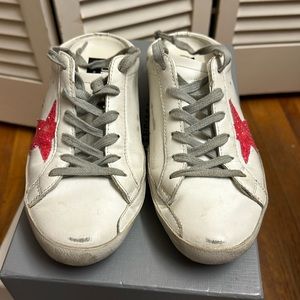 Golden Goose sabot leather white pink glitter slip on sneaker 39